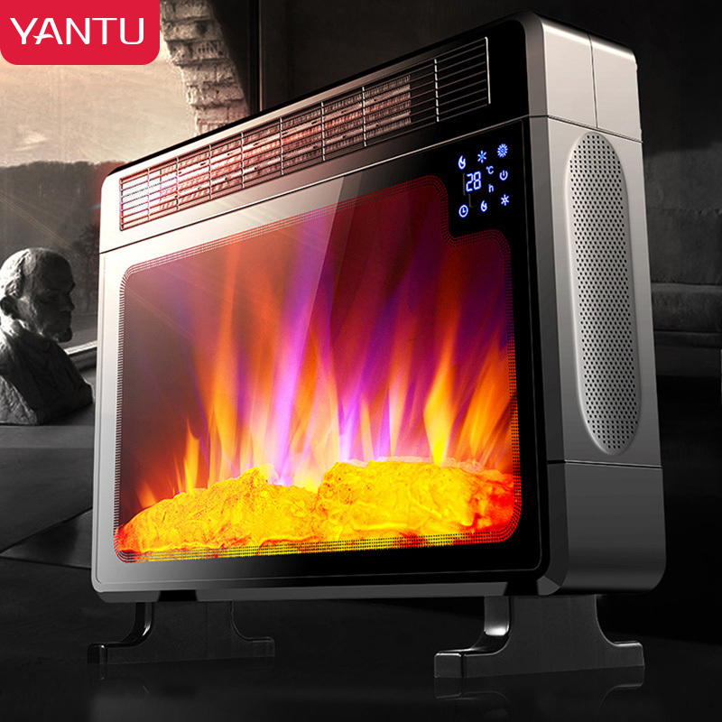 YANTU electric fireplaces free standing portable electr heater indoor outdoor 3D modern smart  remote control fireplace BLM03