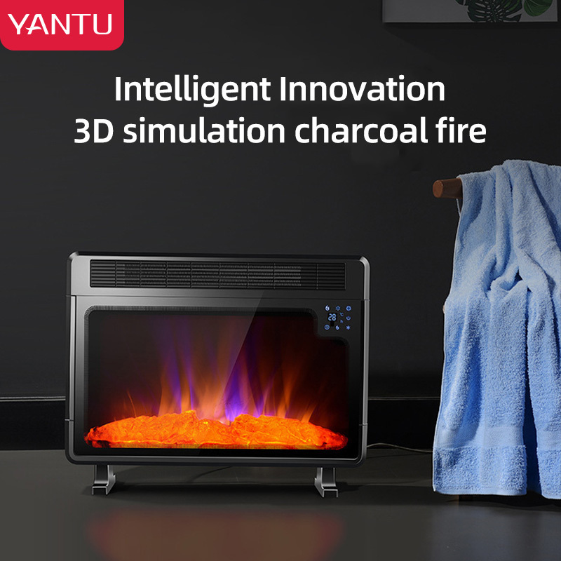 YANTU electric fireplaces free standing portable electr heater indoor outdoor 3D modern smart  remote control fireplace BLM03