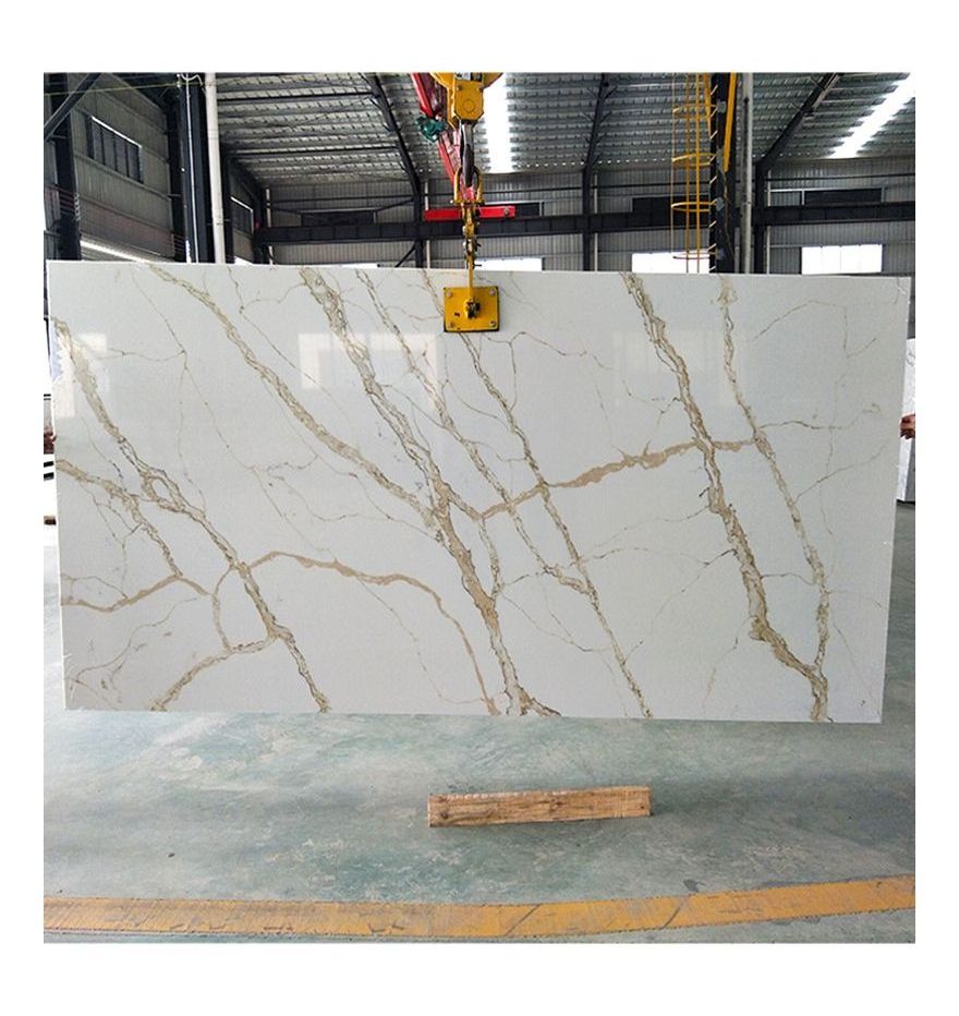 Artificial Calacatta Gold Quartz Slab Stone for Modern Kitchen Countertops