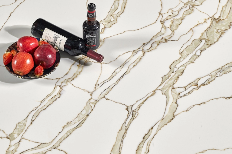 Artificial Calacatta Gold Quartz Slab Stone for Modern Kitchen Countertops