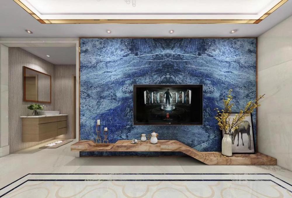 Royal Luxury Blue Marble Onyx Stone Dream Sapphire Blue Price Slabs for Background Wall