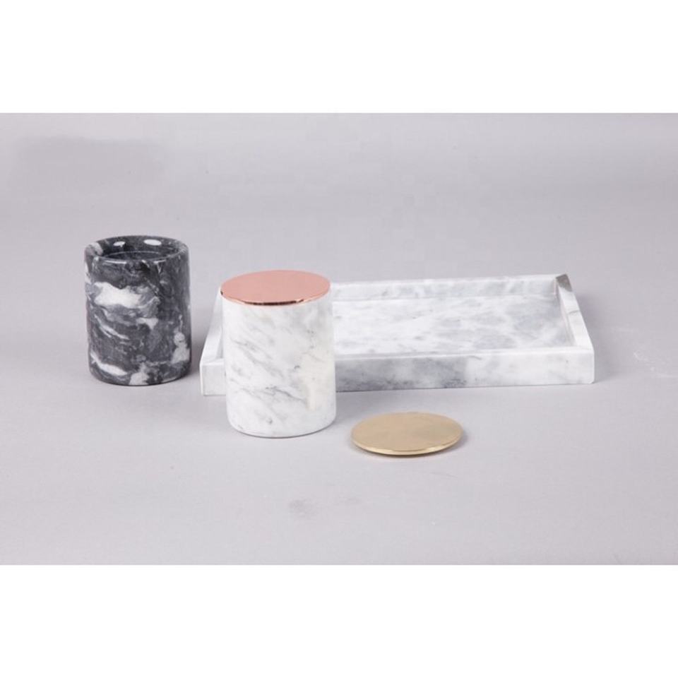 wholesale Best Design Modern Decorative Natural Marble Stone Candle Jars with Lid