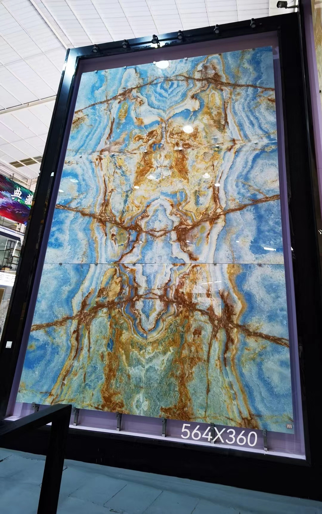 natural Backlit Onyx Stone Wall Panel Golden Sky Blue Onyx Marble Slab