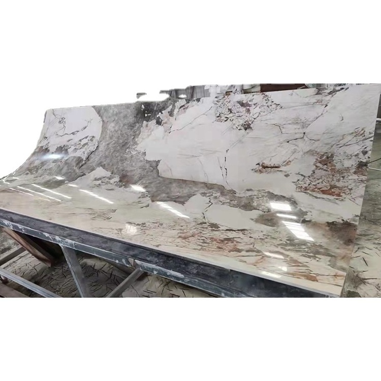 Thin porcelain curved fluted bendable flexible sintered stone marble veneer panels for furniture