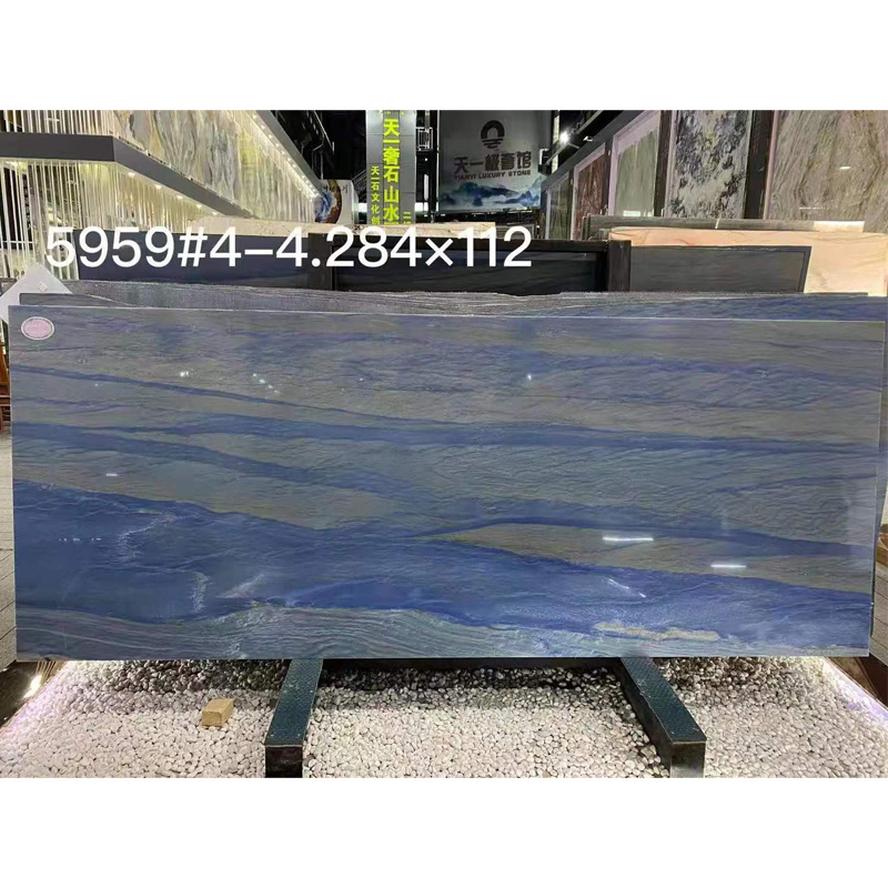 Popular Polished Amazonite Granite Slab for Interior design Labradorite blue granite tile for kitchen countertop