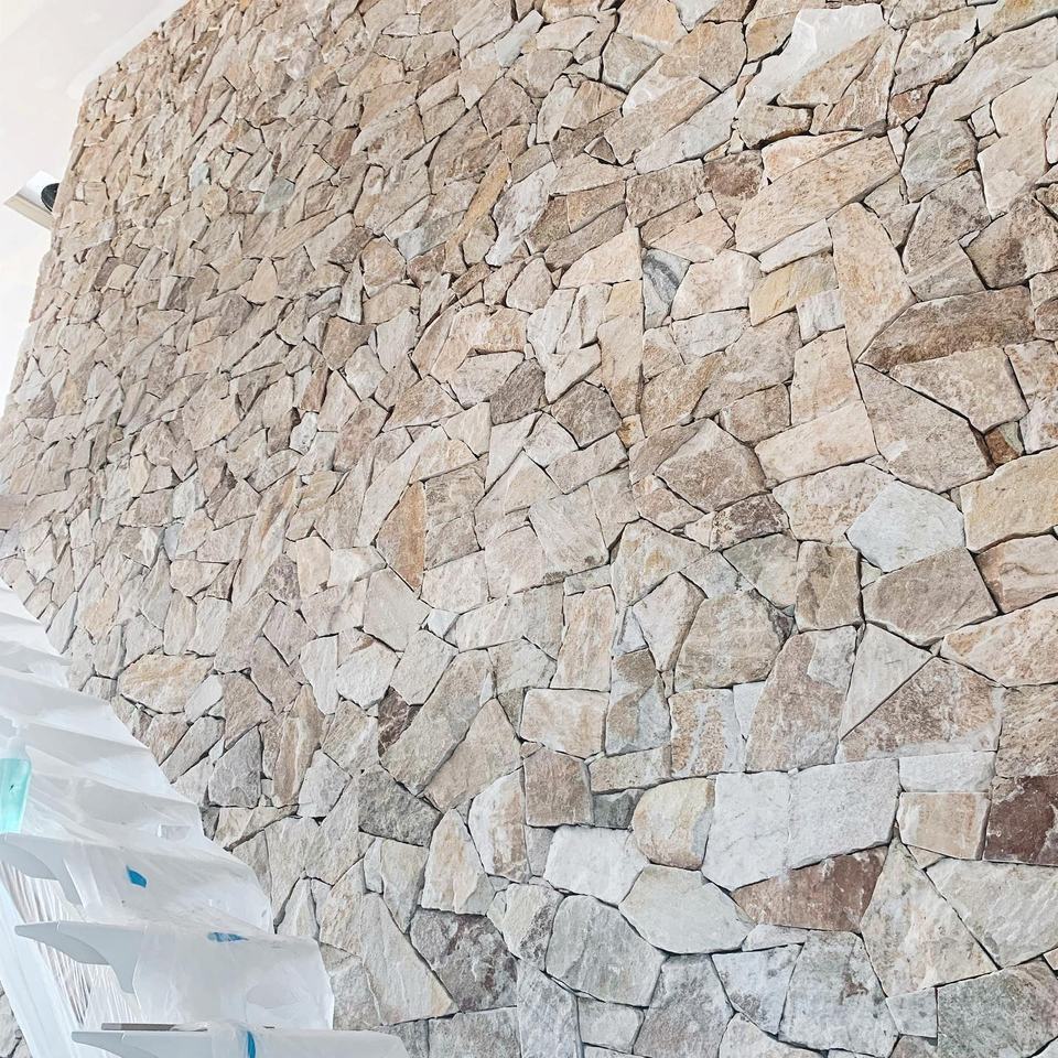 factory Buff Quartzite Dry Stack Stone Veneer Natural Culture Exterior Stone Wall Cladding