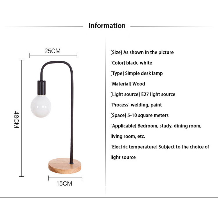 Reading Table Lamp Bedroom Desk Light Eye Protection Lighting Wood Light Living Room