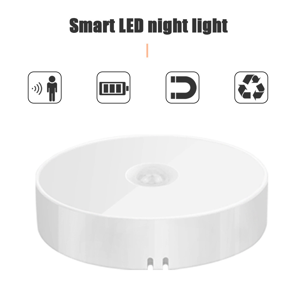 Motion Sensor Light Night Light Usb Rechargeable Wireless Energy-Saving Bedroom Cabinet Light Body Induction Lamp Gifts