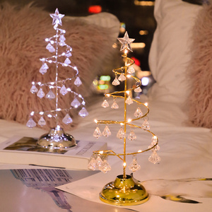 Led Christmas Tree Lamp Battery Operated Lanterns Ornaments Star Crystal Iron Night Table Light Gift