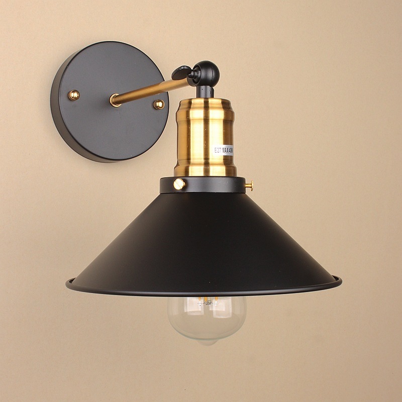 Vintage Industrial Loft Home Fancy Light Frame Wall Uplight Black Lamp Shade