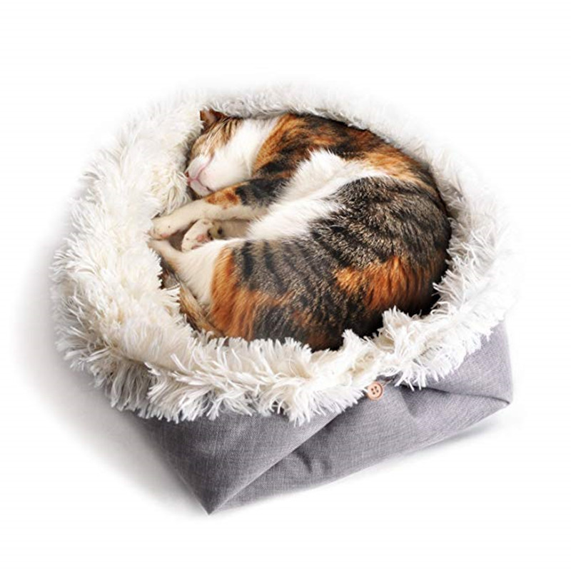 Faux Fur Animal Cat Pet Blanket Sherpa  Bed 2 In 1 Multi-function Blankets For Dog