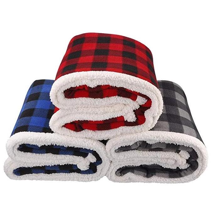 Buffalo Plaid Sherpa Throw TV Blanket 50