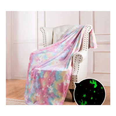 Custom Throw Blanket Magic Star Shining Luminous Fluorescent Glow In The Dark Flannel Blanket Tie-dyed