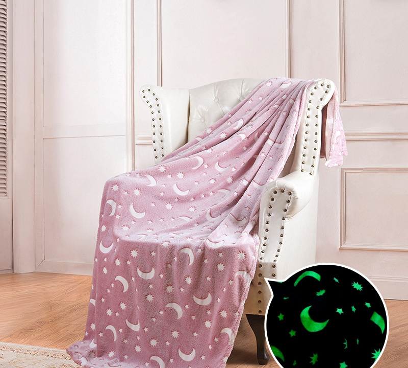 Custom Throw Blanket Magic Star Shining Luminous Fluorescent Glow In The Dark Flannel Blanket Tie-dyed