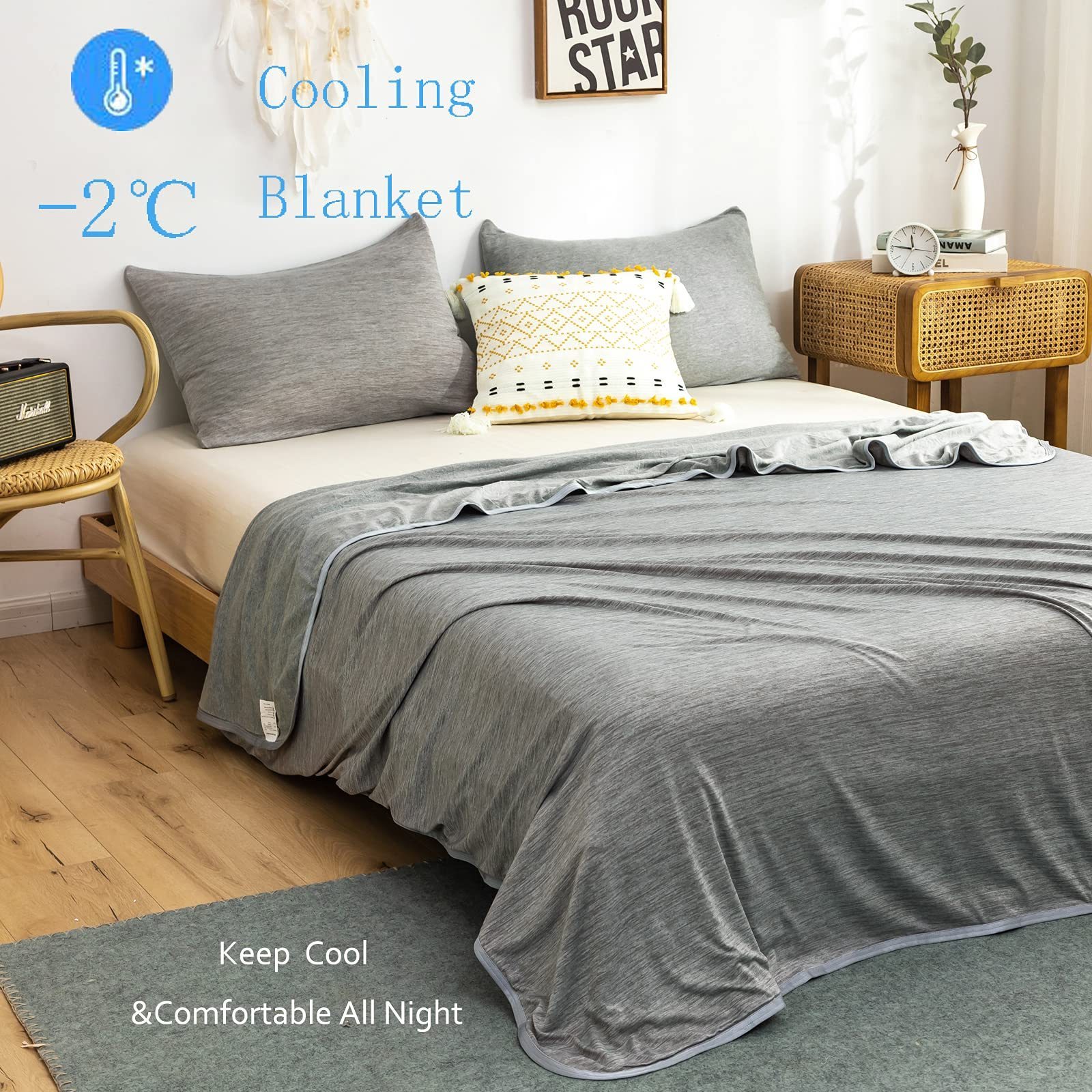 New Arrival Ice Cool Mica Nylon Throw Blanket Summer Reversible Cooling Blankets For Sleeping