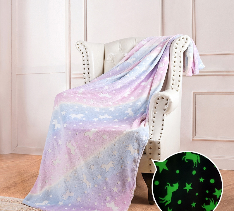 Custom Throw Blanket Magic Star Shining Luminous Fluorescent Glow In The Dark Flannel Blanket Tie-dyed