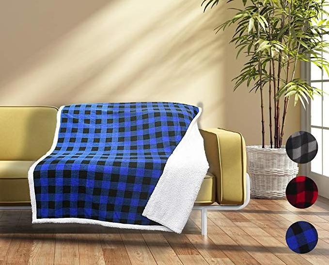 Buffalo Plaid Sherpa Throw TV Blanket 50