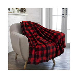 Customize size luxury plaid warm polyester fleece microfiber throw mexican brand native American blankets wholesale blanket sofa