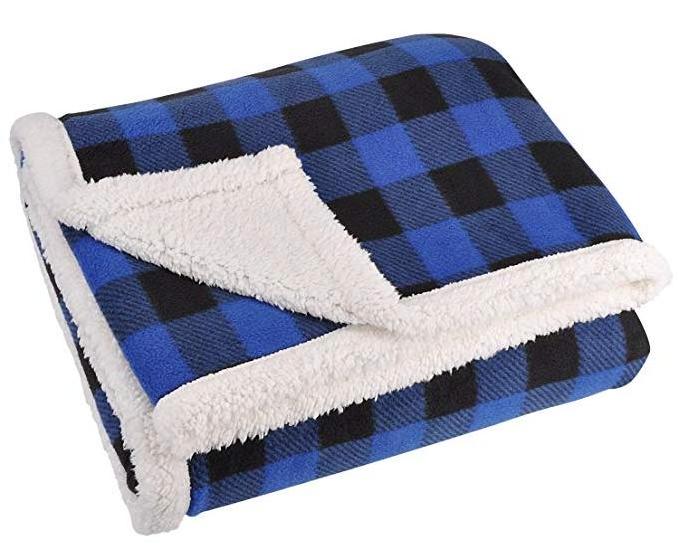 Buffalo Plaid Sherpa Throw TV Blanket 50