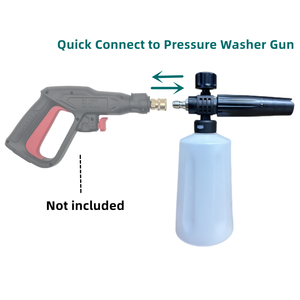 Snow Foam Cannon with 1/4 Inch Quick Connect 700ml Bottle Use to be Pressure Washer Sprayer Gun, Car Wash Soap Attachment Kit