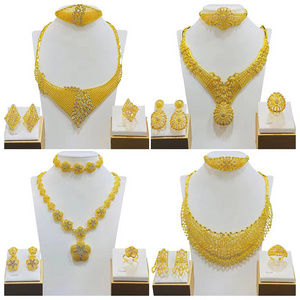 Stock Dubai 24k Gold Plated Jewelry Set Luxury India African Bridal Wedding 4pcs Set Jewelry Sets for Women