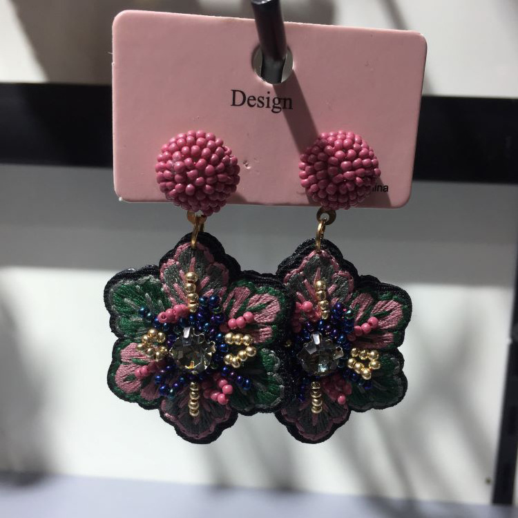 Handmade product statement seed bead earrings handmade creative fashion embroidery flower earrings for women