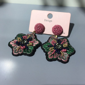 Handmade product statement seed bead earrings handmade creative fashion embroidery flower earrings for women