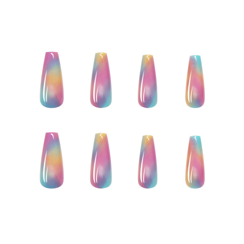 2022 New Arrival Rainbow Ballet Design Press On Soft Gel Nail Tips Acrylic Nails Black Gel Tips Press On Nails