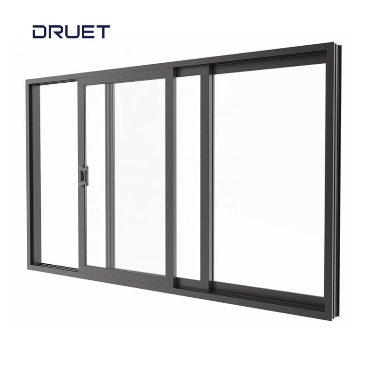 DRUET American Sliding Sash Windows Double Glazing UPVC Window Rv Sliding Window Rubber Seals Apartment Fixed Window