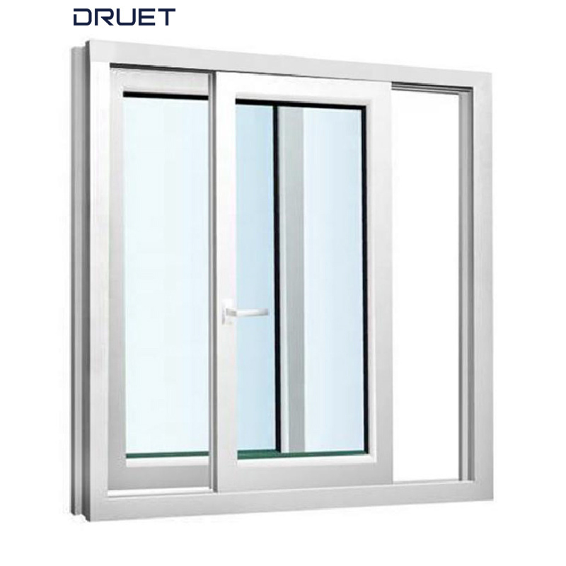 DRUET Midcentury Slider Windows Germany Tempered Glass Aluminum Alloy Window Slide Window Glass Windproof Fixed Window