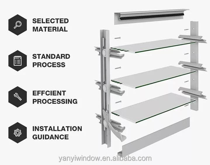 Philippines latest design aluminium frame fixed adjustable pergola motorized louver glass jalousie windows