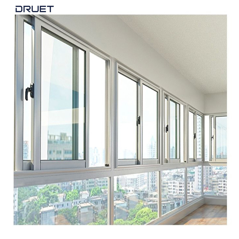 DRUET Factory Direct Selling Sliding Sash Windows Low-E Glass UPVC Window Sliding Glass Office Reception Windows