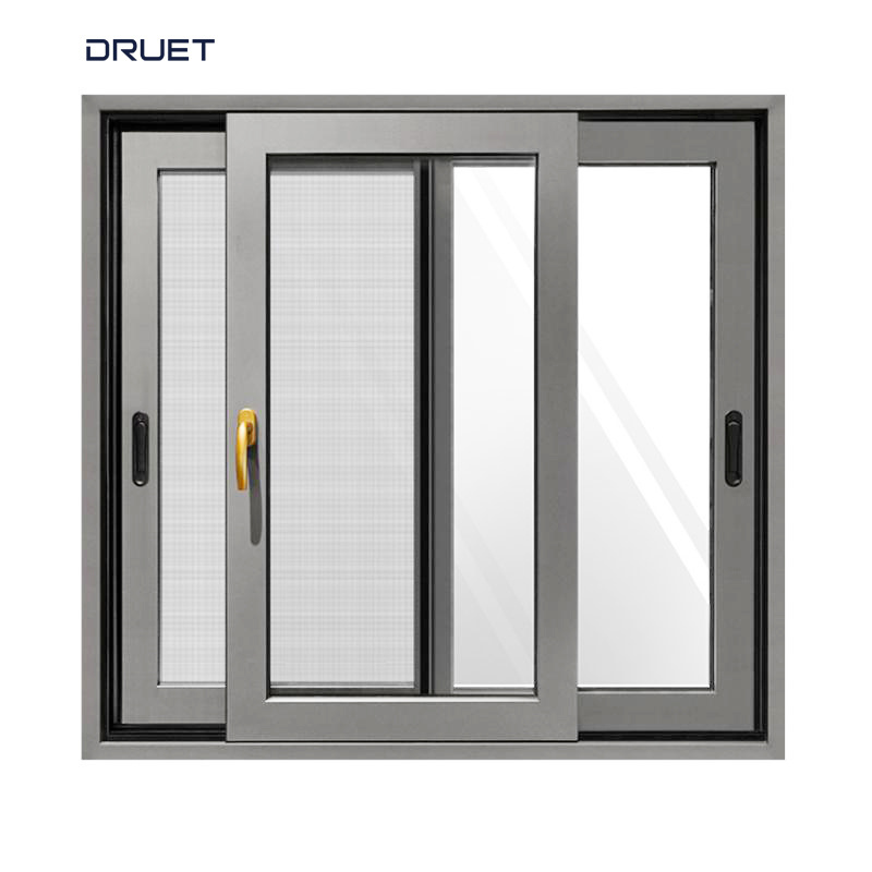 DRUET American Sliding Sash Windows Double Glazing UPVC Window Rv Sliding Window Rubber Seals Apartment Fixed Window