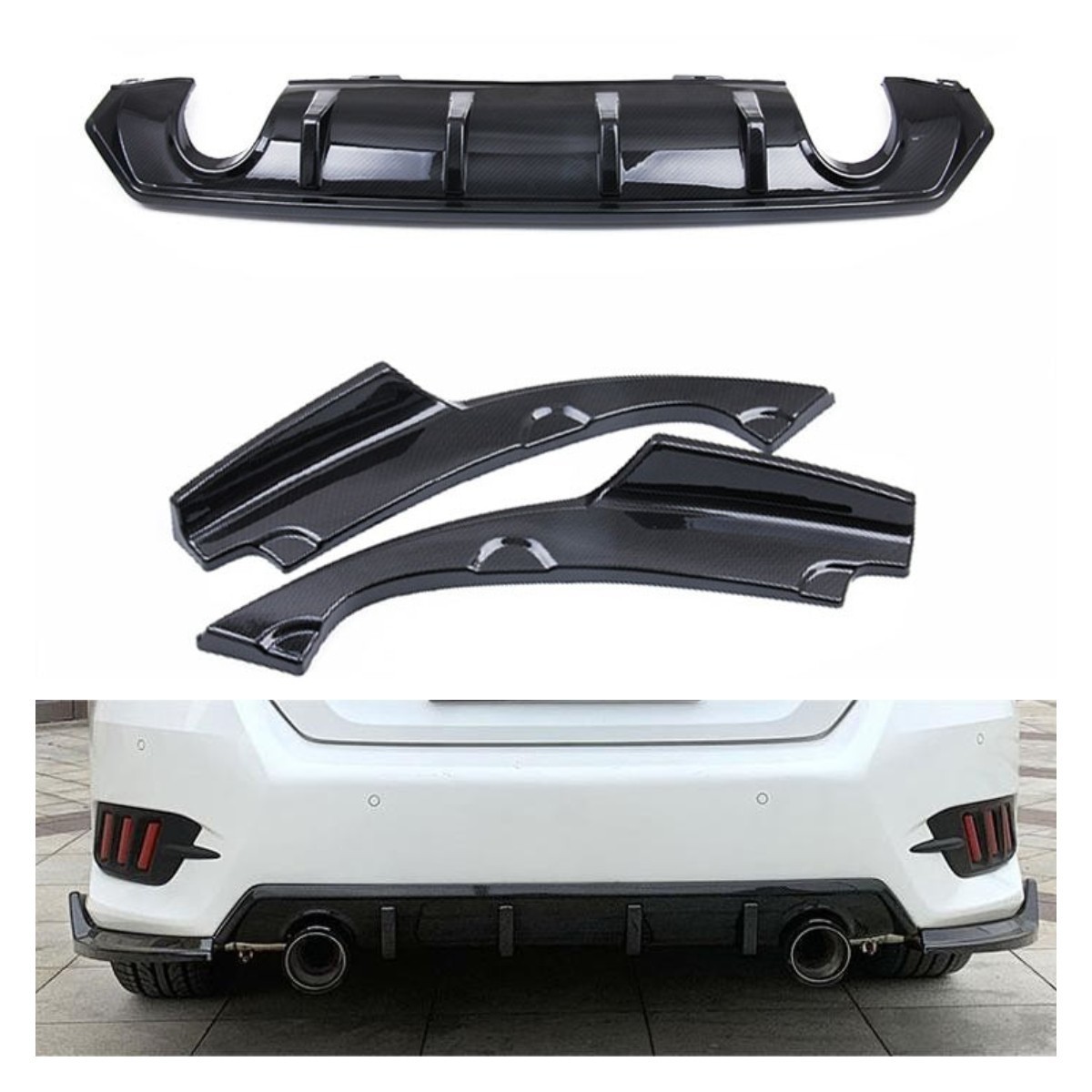 Car Rear Bumper  Lip Diffuser Spoiler Modified Corner Exhaust Pipe Tail Throat For Tenth Generation Honda Civic