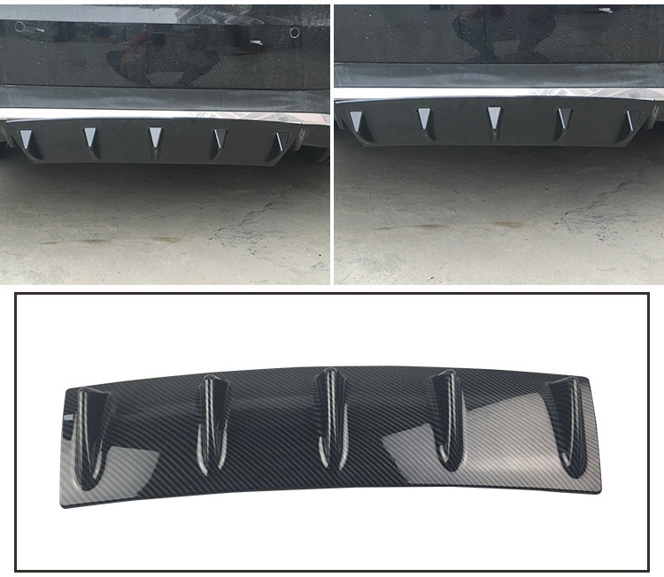 Universal Factory Sale Universal ABS Splitter Shark Fin 5 Fins Black Tail Style Car Rear Bumper Spoiler Lip Diffuser