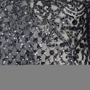 Mx863 Black beaded luxury evening fabric tulle beading lace fabric with pearls for wedding veil