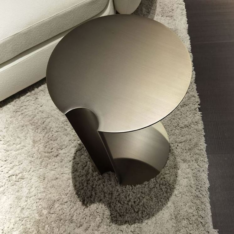 Italian Minimalist Round End Table Stainless Steel Small Coffee Table Living Room Nordic Side Table