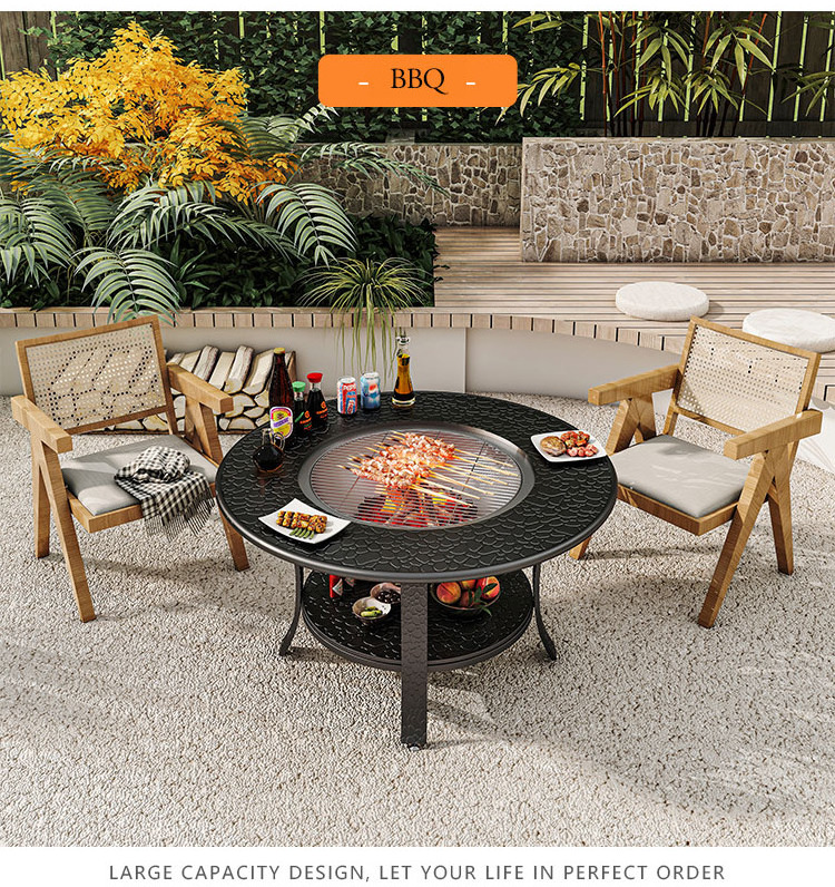 Korean BBQ Grill Table Pellet Stove Iron BBQ Burner Charcoal Grill Wood Stove Fire Pits BBQ Grills Heating Equipment Stoves