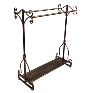 Iron Clothing Store Display Stand Island Shelf Double Row Floor Hanger Men's and Women's Clothing Shelf Hanging Clothes Rack