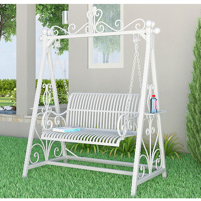 Outdoor Iron Swing Chair Balcony Rocking Chair Double Seat Swing Patio Chair for Garden Decor