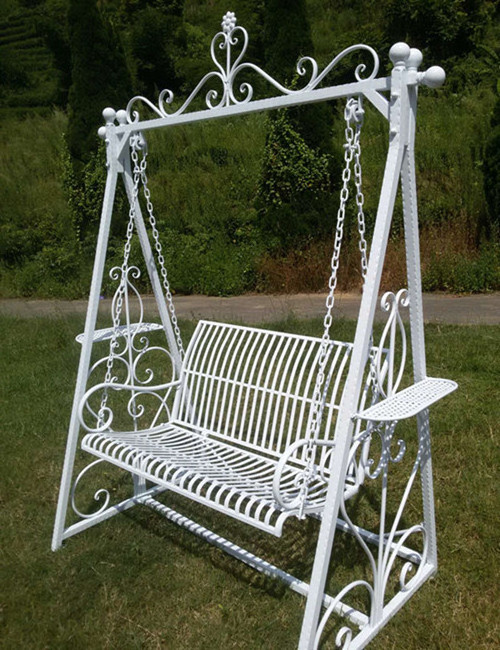 Outdoor Iron Swing Chair Balcony Rocking Chair Double Seat Swing Patio Chair for Garden Decor