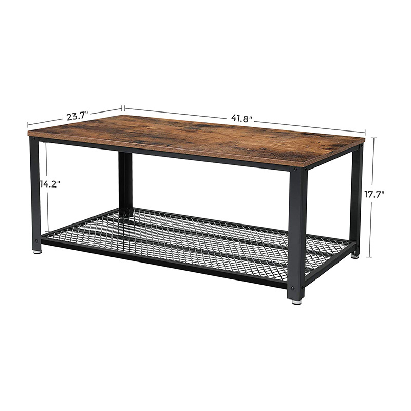 Industrial Coffee Table with Storage Shelf for Living Room Wood Look Accent Furniture with Metal Frame Easy Assembly Rustic