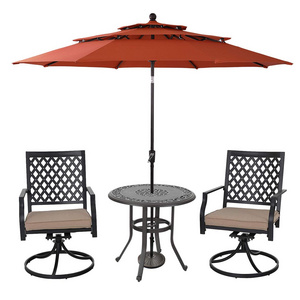 Outdoor Furniture Patio Bistro Table Dining Coffee Tea Round Side End Tables Garden Backyard Cast iron with Umbrella hole