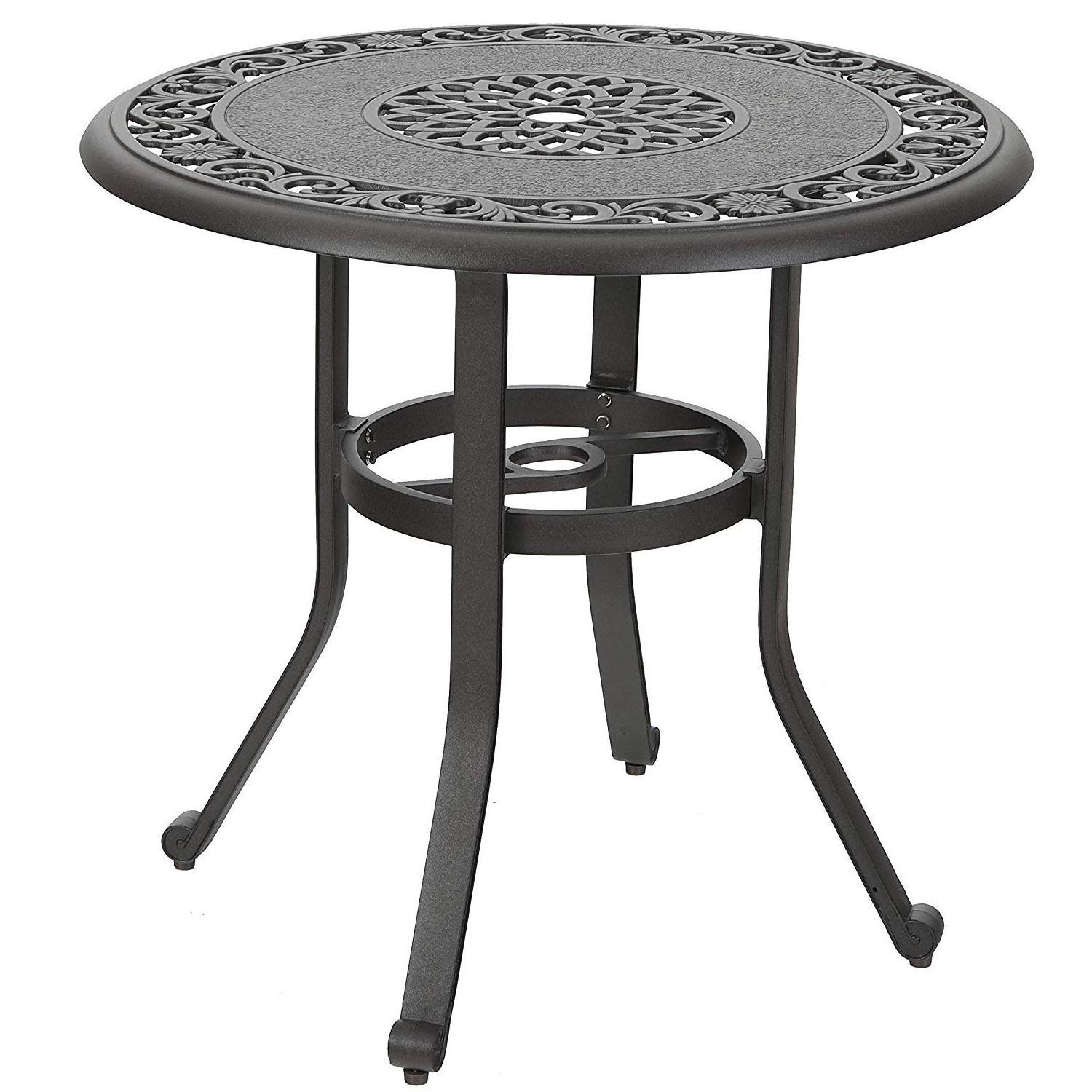 Outdoor Furniture Patio Bistro Table Dining Coffee Tea Round Side End Tables Garden Backyard Cast iron with Umbrella hole