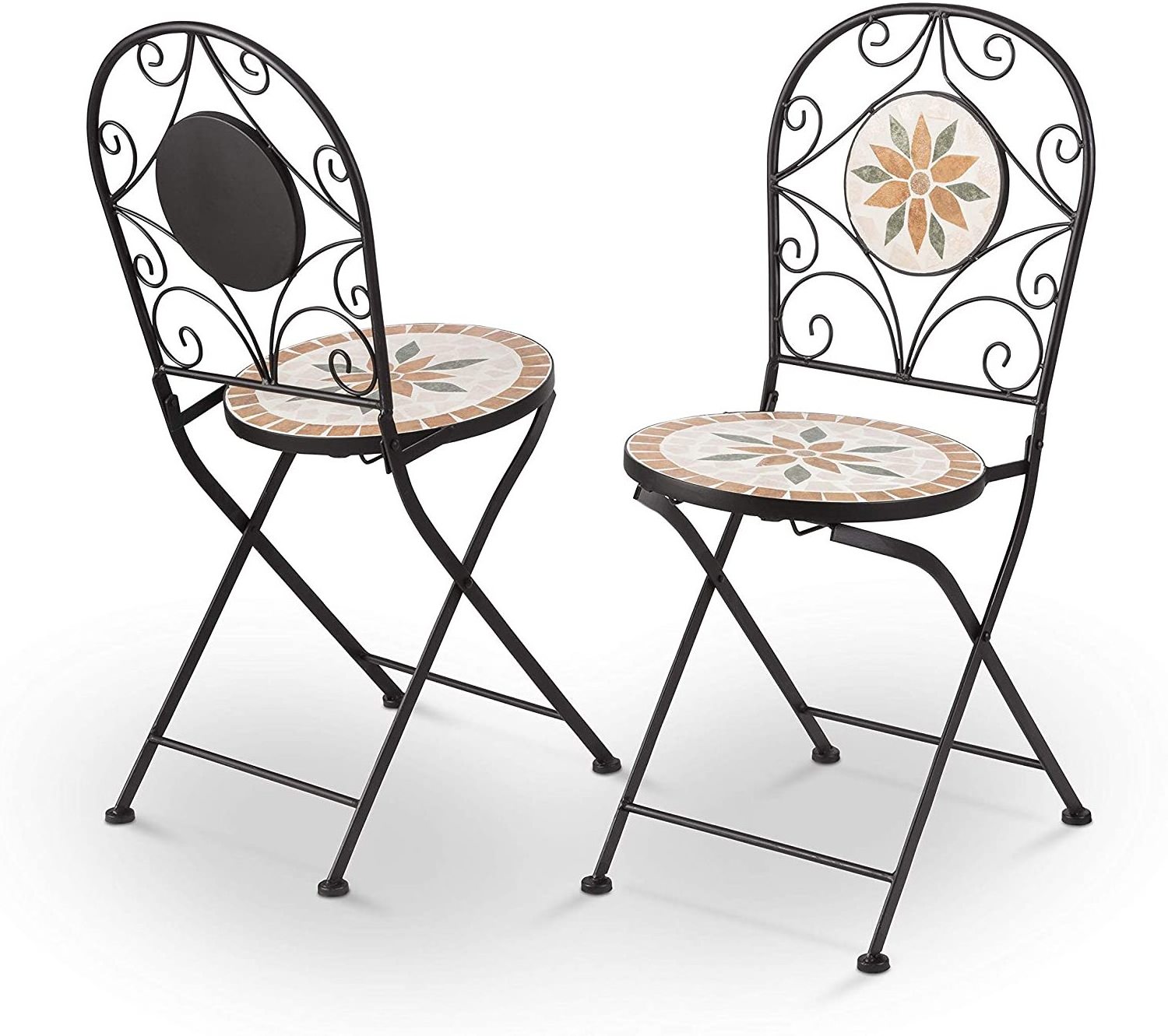 Antique Anti-rust Patio Furniture Mosaic 3 Piece Bistro Set Outdoor Conversation Set for Patio Yard Garden