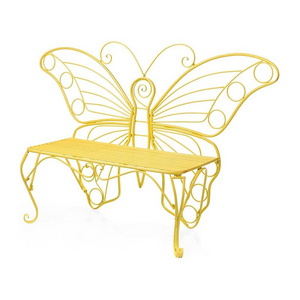 Indoor Outdoor Butterfly Garden Bench Love Seat in Lightweight Durable Tubular Steel Painted Metal Decorative chair