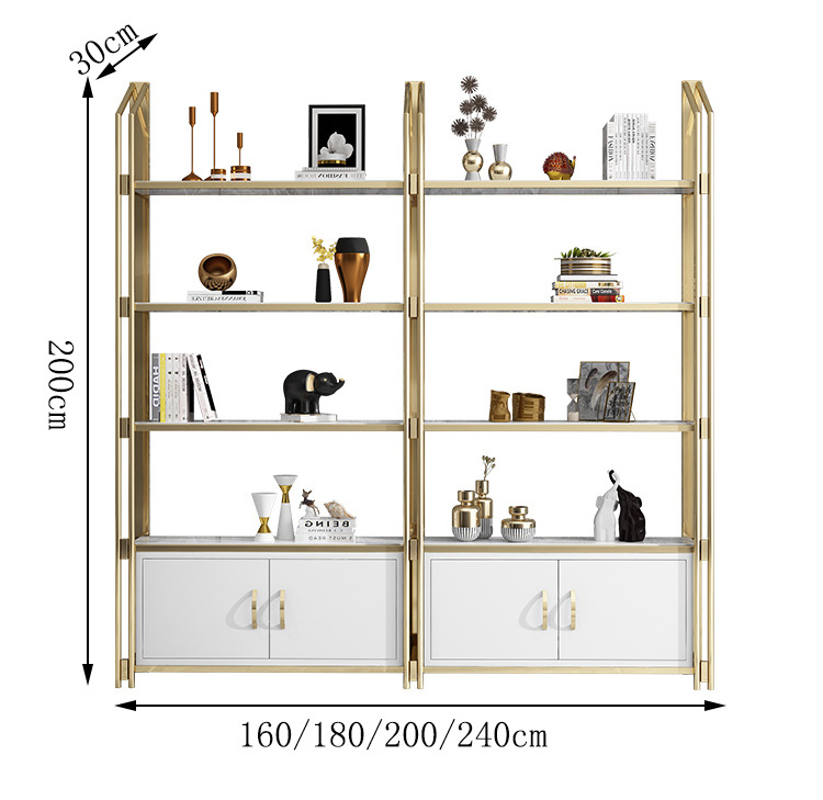 Interior Decor Luxury Partition Panel Stainless Steel Room Divider With drawer Partition Wall Room Divider Bookcase Display Rack