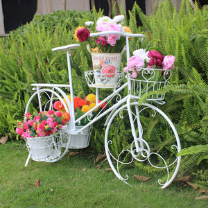 European style outdoor garden decoration bike flower racks courtyard balcony metal garden decor