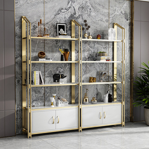 Interior Decor Luxury Partition Panel Stainless Steel Room Divider With drawer Partition Wall Room Divider Bookcase Display Rack