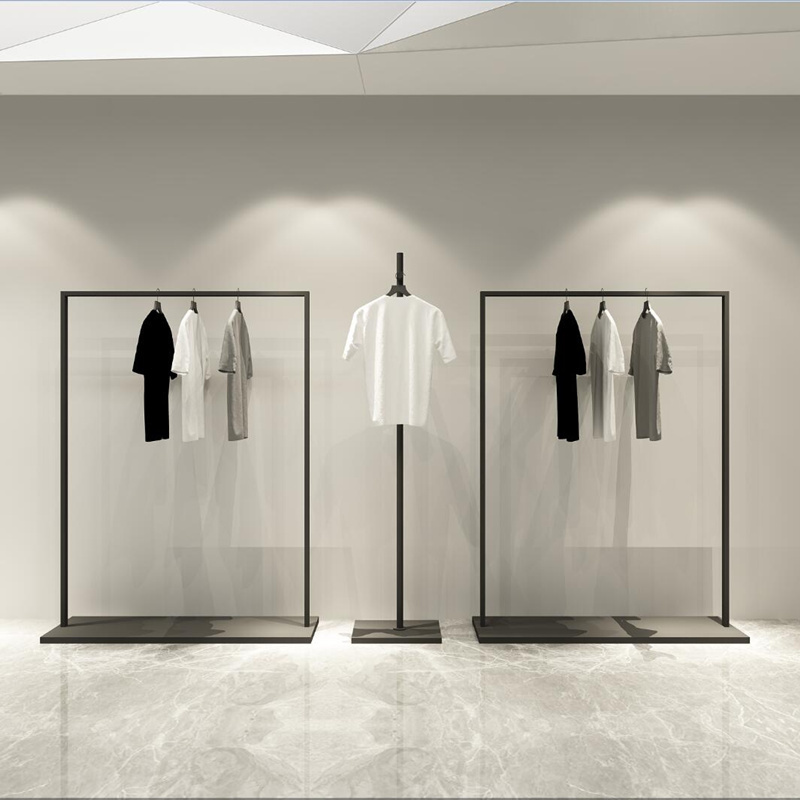 Clothing Shop Black White Garment Display Racks Metal Clothes Storage Racks Iron Clothes Racks